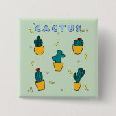 Cactus Vierkante Button 5,1 Cm (Voorkant)
