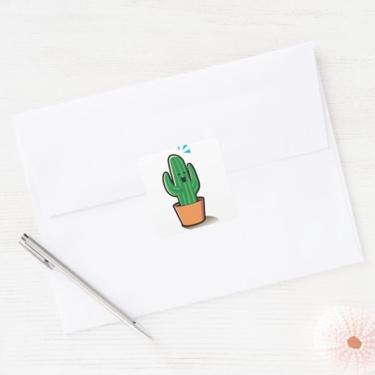 Cactus Vierkante Sticker (Envelop)