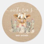 Cactus voor de koe van het land ronde sticker (Voorkant)