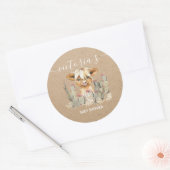 Cactus voor de koe van het land ronde sticker (Envelop)