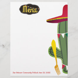 Cactus vork Mexican food menu letterhead