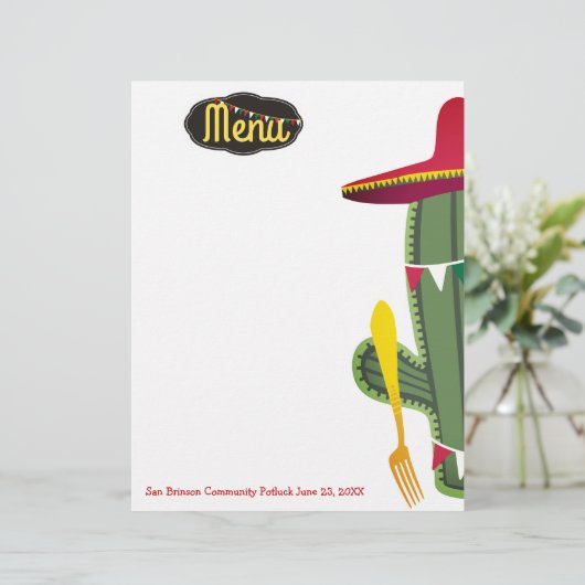 Cactus vork Mexican food menu letterhead (Staand voorkant)