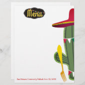 Cactus vork Mexican food menu letterhead (Voorkant / Achterkant)
