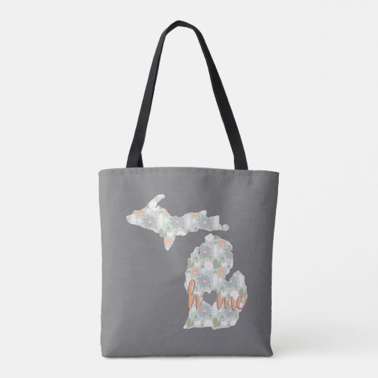 Cactus vulde Michigan Silhouette met thuis Tote Bag (Achterkant)