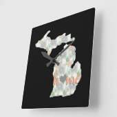 Cactus vulde Michigan Silhouette met thuis Vierkante Klok (Hoek)