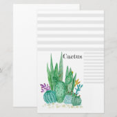 Cactus waterverf cacti bloemen florale desert illu briefpapier (Voorkant / Achterkant)