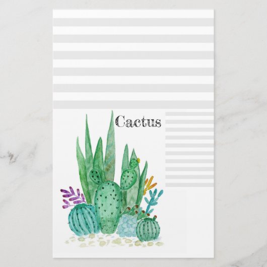 Cactus waterverf cacti bloemen florale desert illu briefpapier (Voorkant)