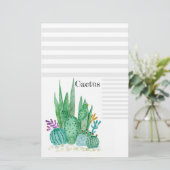 Cactus waterverf cacti bloemen florale desert illu briefpapier (Staand voorkant)