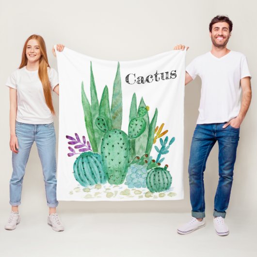 Cactus waterverf cacti bloemen florale desert illu fleece deken (In situ)