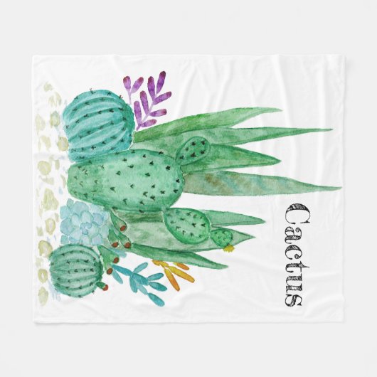 Cactus waterverf cacti bloemen florale desert illu fleece deken (Voorkant (Horizontaal))