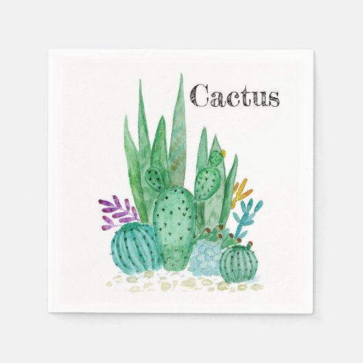 Cactus waterverf cacti bloemen florale desert illu servet (Voorkant)