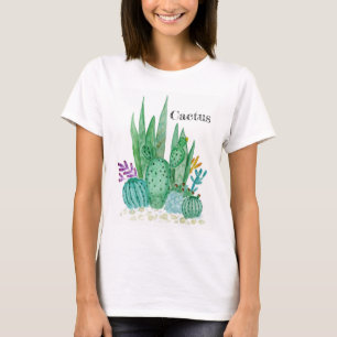 Cactus waterverf cacti bloemen florale desert illu t-shirt