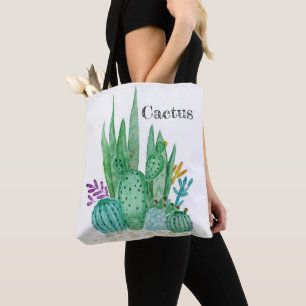 Cactus waterverf cacti bloemen florale desert illu tote bag