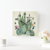 Cactus waterverf cacti bloemen florale desert illu vierkante klok (Huis)