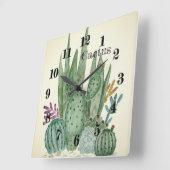 Cactus waterverf cacti bloemen florale desert illu vierkante klok (Hoek)