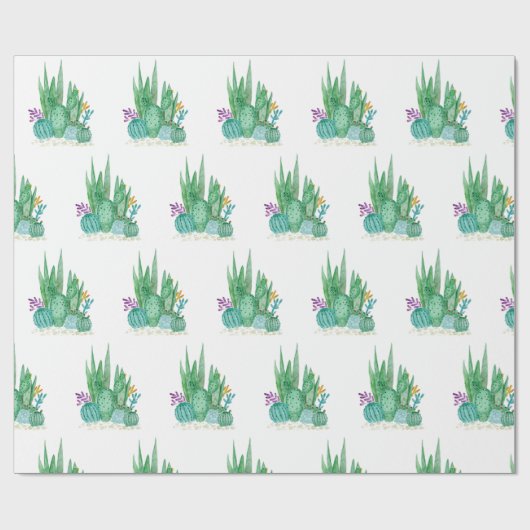 Cactus, waterverf cadeaupapier (Vlak)