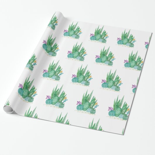 Cactus, waterverf cadeaupapier (Uitgerold)