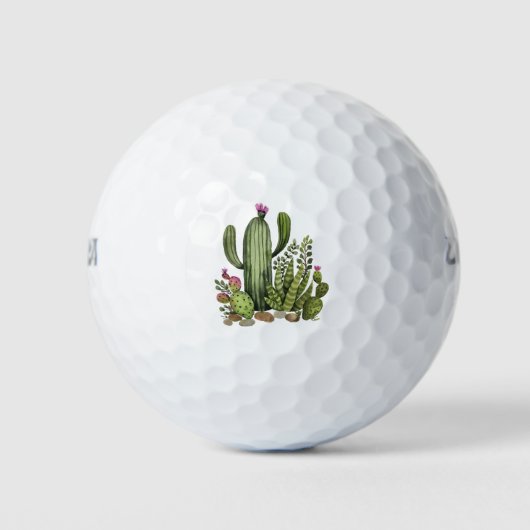 Cactus waterverf golfballen (Voorkant)