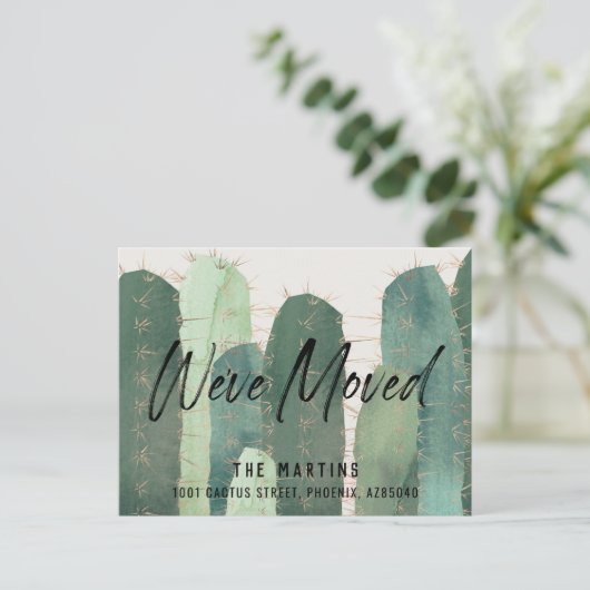 Cactus Waterverf Green Bewegende Aankondiging (Staand voorkant)