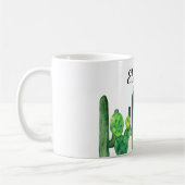 Cactus waterverf. Groen botanisch. Modern Koffiemok (Links)