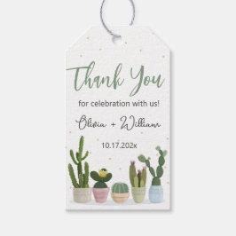 Cactus Waterverf Groene Plant Dank je wel Cadeaulabel