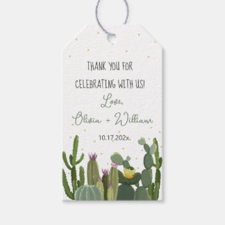 Cactus Waterverf Groene Trouw Dank je wel   Cadeaulabel