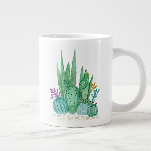 Cactus, waterverf grote koffiekop (Rechts)