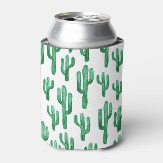 Cactus waterverf: handgetekende illustratie blikjeskoeler (Blikje Voorkant)
