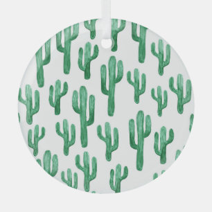 Cactus waterverf: handgetekende illustratie glas ornament