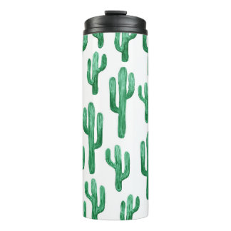 Cactus waterverf: handgetekende illustratie thermosbeker