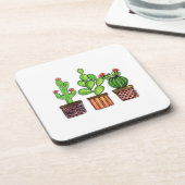 Cactus Waterverf in potten Bier Onderzetter (Linkerzijde)