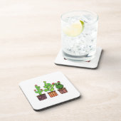 Cactus Waterverf in potten Bier Onderzetter (Rechterzijde)