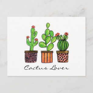 Cactus Waterverf in potten Briefkaart