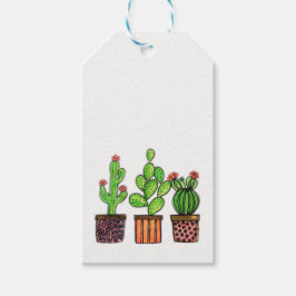 Cactus Waterverf in potten Cadeaulabel