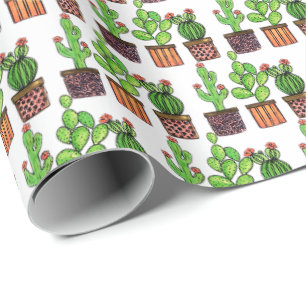 Cactus Waterverf in potten Cadeaupapier