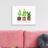 Cactus Waterverf in potten Canvas Afdruk (Insitu (Woonkamer))