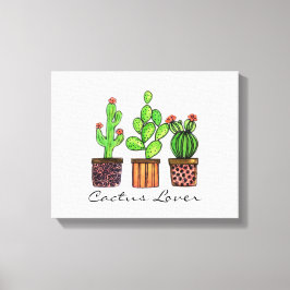 Cactus Waterverf in potten Canvas Afdruk