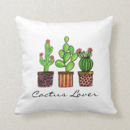Cactus Waterverf in potten Kussen