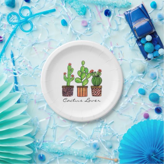 Cactus Waterverf in potten Papieren Bordje (Feest)