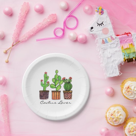 Cactus Waterverf in potten Papieren Bordje (Feest)