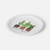 Cactus Waterverf in potten Papieren Bordje (Gekanteld)