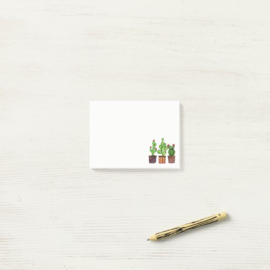 Cactus Waterverf in potten Post-it® Notes (Op bureau)