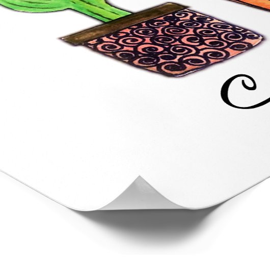 Cactus Waterverf in potten Poster (Hoek)