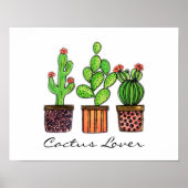 Cactus Waterverf in potten Poster (Voorkant)