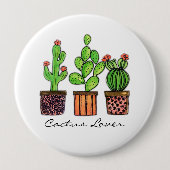 Cactus Waterverf in potten Ronde Button 4,0 Cm (Voorkant)