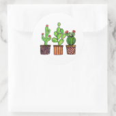 Cactus Waterverf in potten Ronde Sticker (Tas)