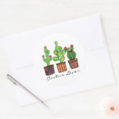 Cactus Waterverf in potten Ronde Sticker (Envelop)