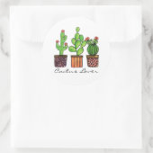 Cactus Waterverf in potten Ronde Sticker (Tas)