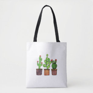 Cactus Waterverf in potten Tote Bag