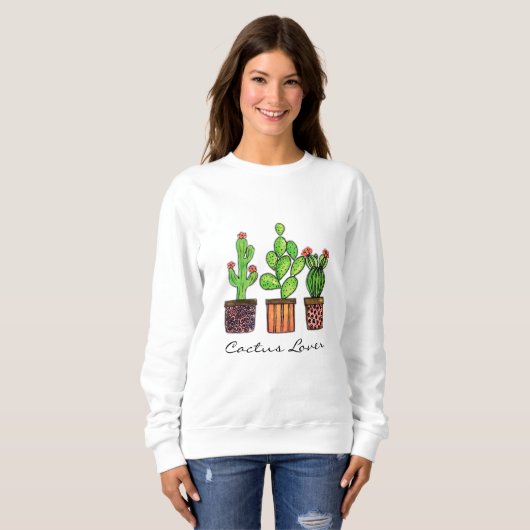Cactus Waterverf in potten Trui (Voorkant volledig)
